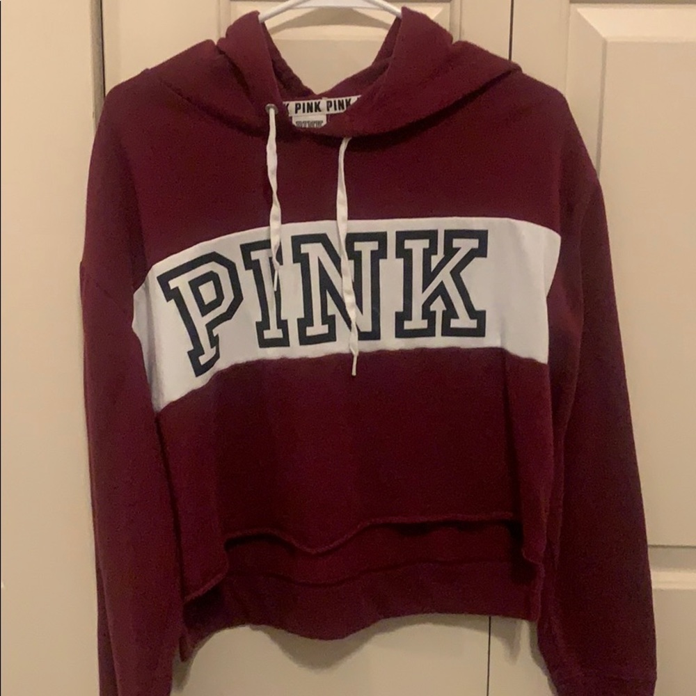 MAROON VS PINK CROPPED HOODIE